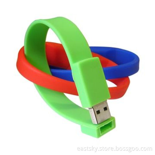 Silicone bracelet USB flash drive, 64MB to 32GB flash memory capacity, data retention over 10 years